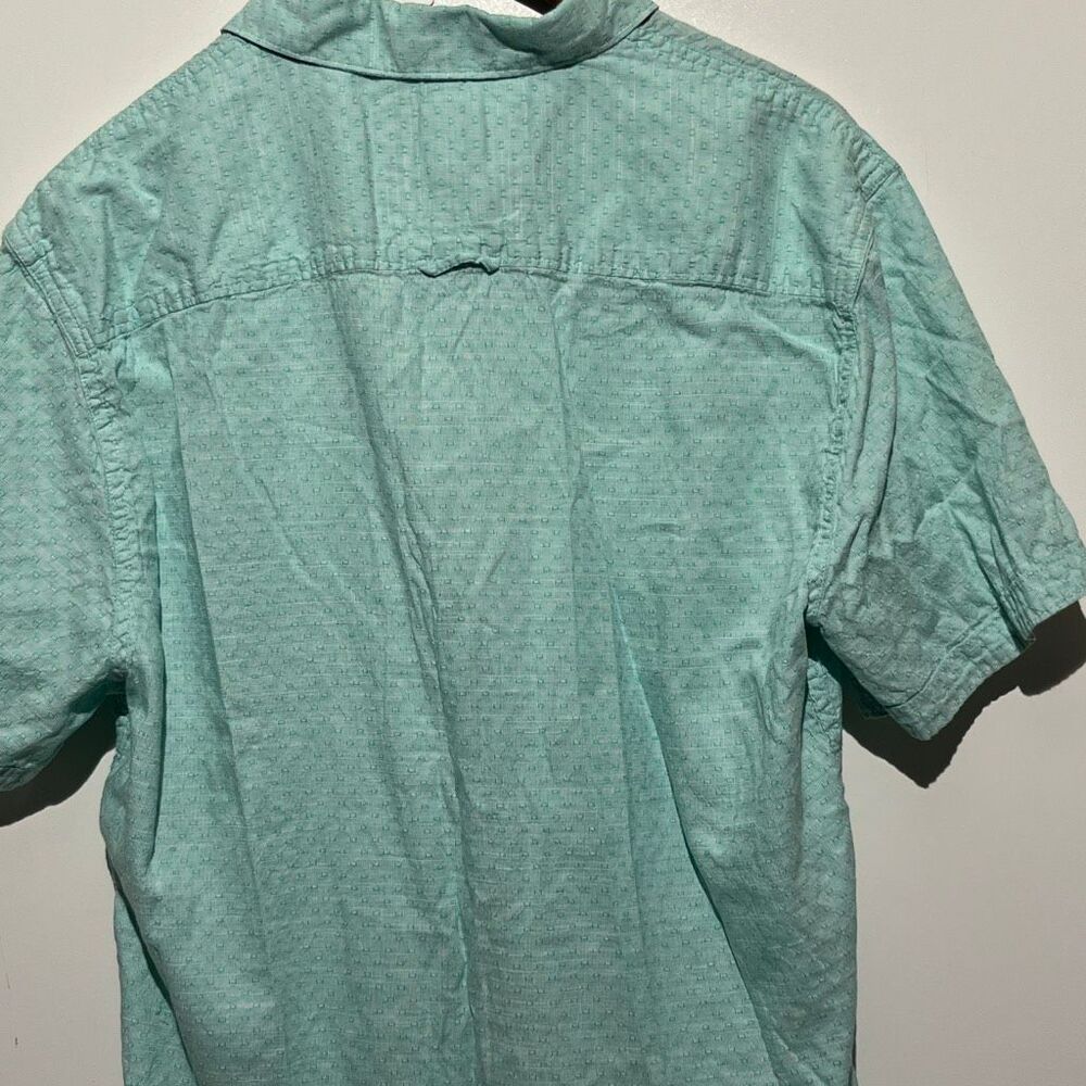 Nickel & Iron Men's Teal Textured 100% Cotton Short Sleeve Button Up Shirt Large - Picture 9 of 9